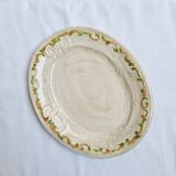Oval plate, hand-painted meat platter in orange and green.
