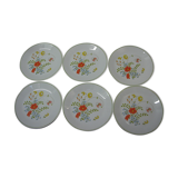 6 assiettes en porcelaine fleuries 1970