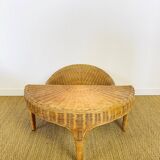 Lotus meditation chair and rattan table, 1960s