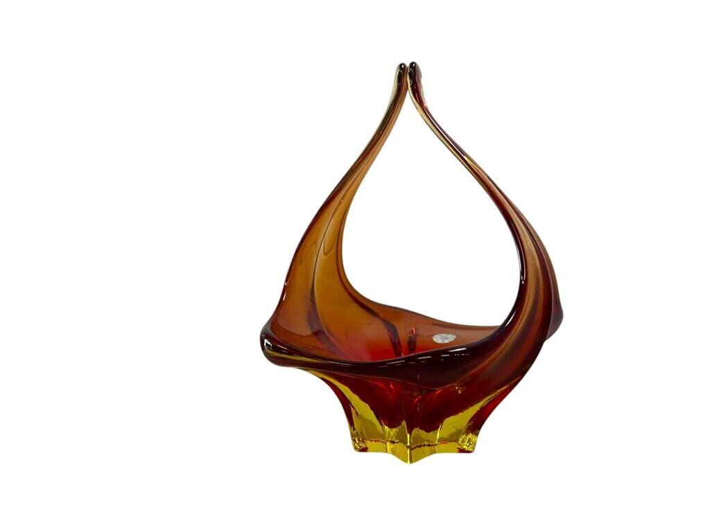 Orange vintage Murano glass bowl/plate/decoration