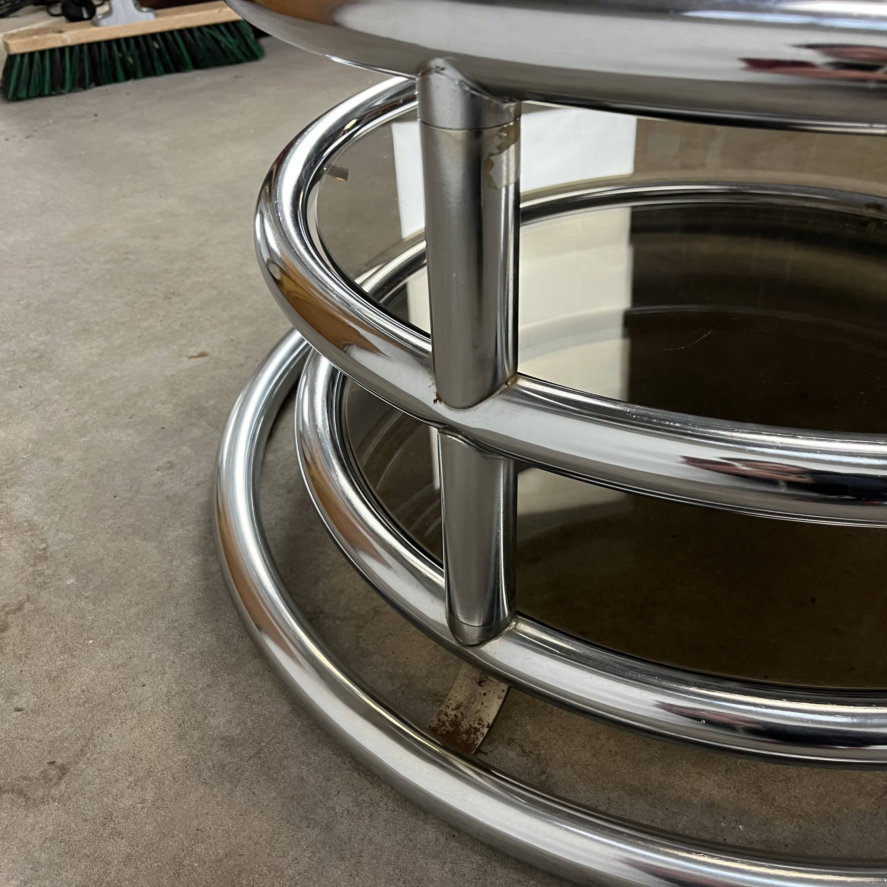 70s modular coffee table in chrome and glass by Artedis