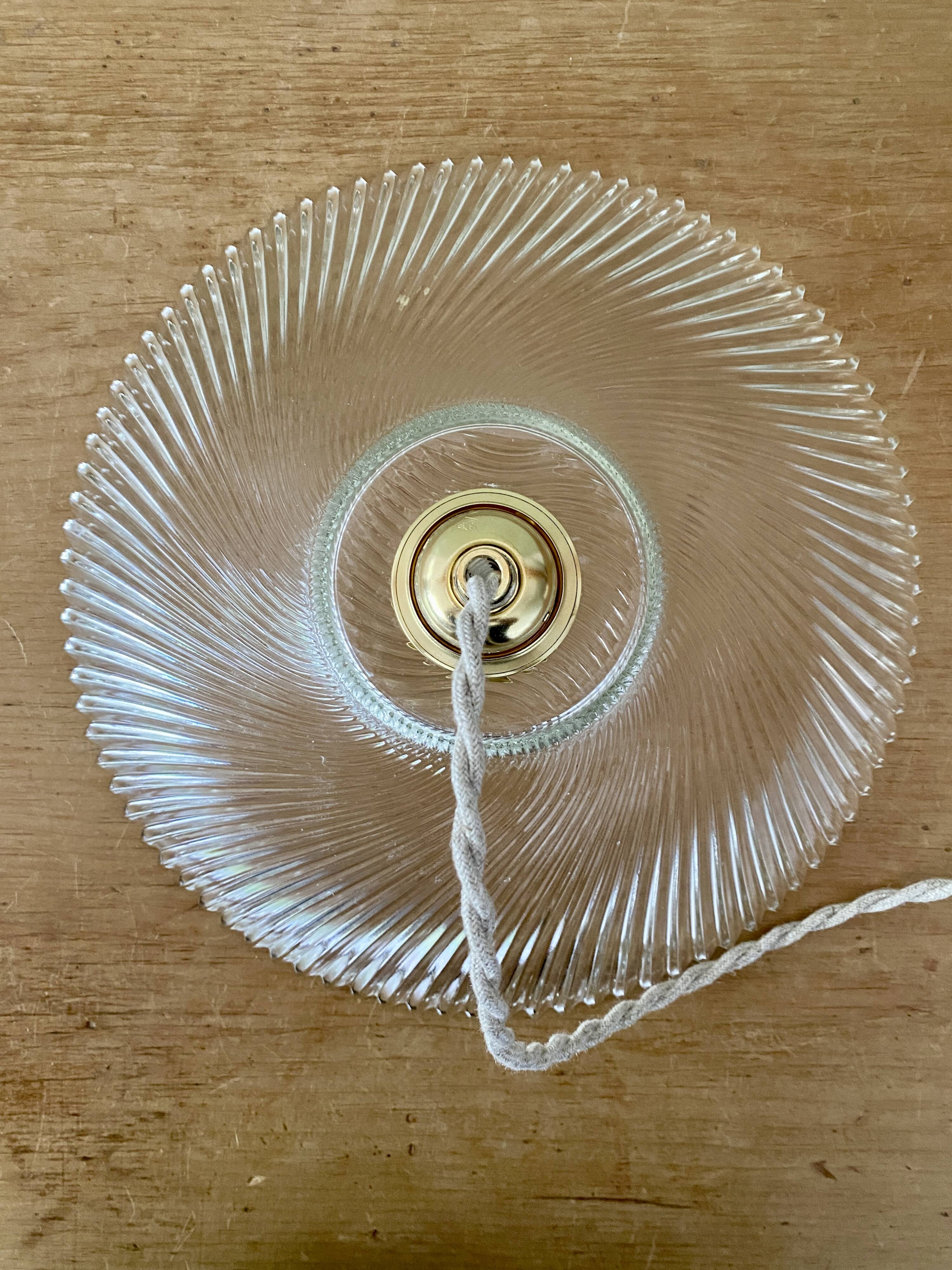 Vintage molded glass lampshade pendant light - tableware collection -