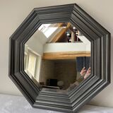 Octagonal beveled wooden mirror