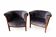Pair of vintage barrel chairs in blue-grey velvet - 1950s/60s