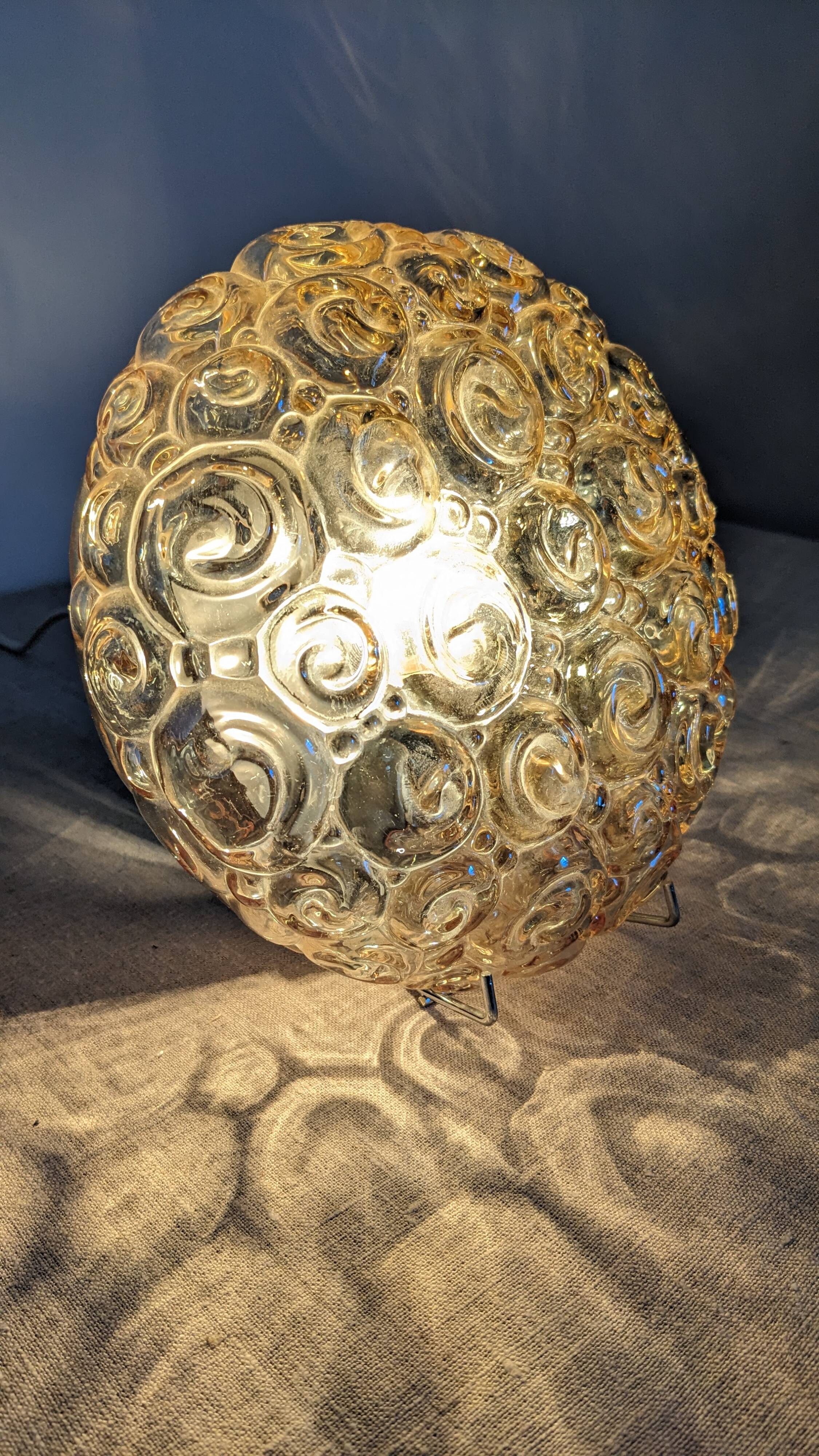 Amber glass bubble style ceiling light, France circa 1970.