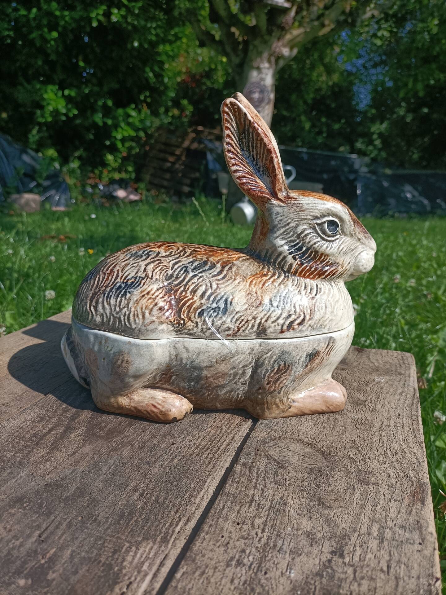 Hand-painted retro rabbit terrine Caugant 💐