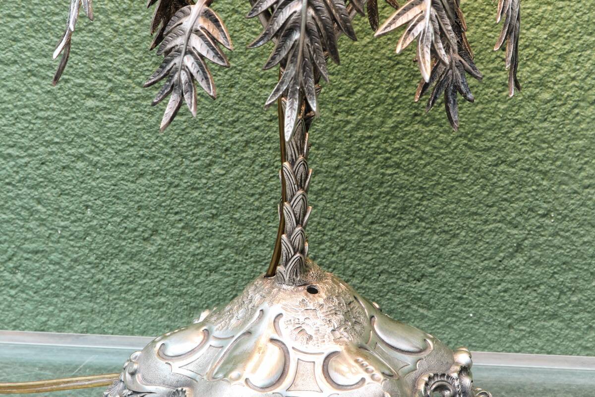 Silver-plated palm lamp, 1910, Thomas Bradbury & Sons