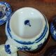 Japanese tea set consisting of 16 pieces in blue porcelain - floral motif