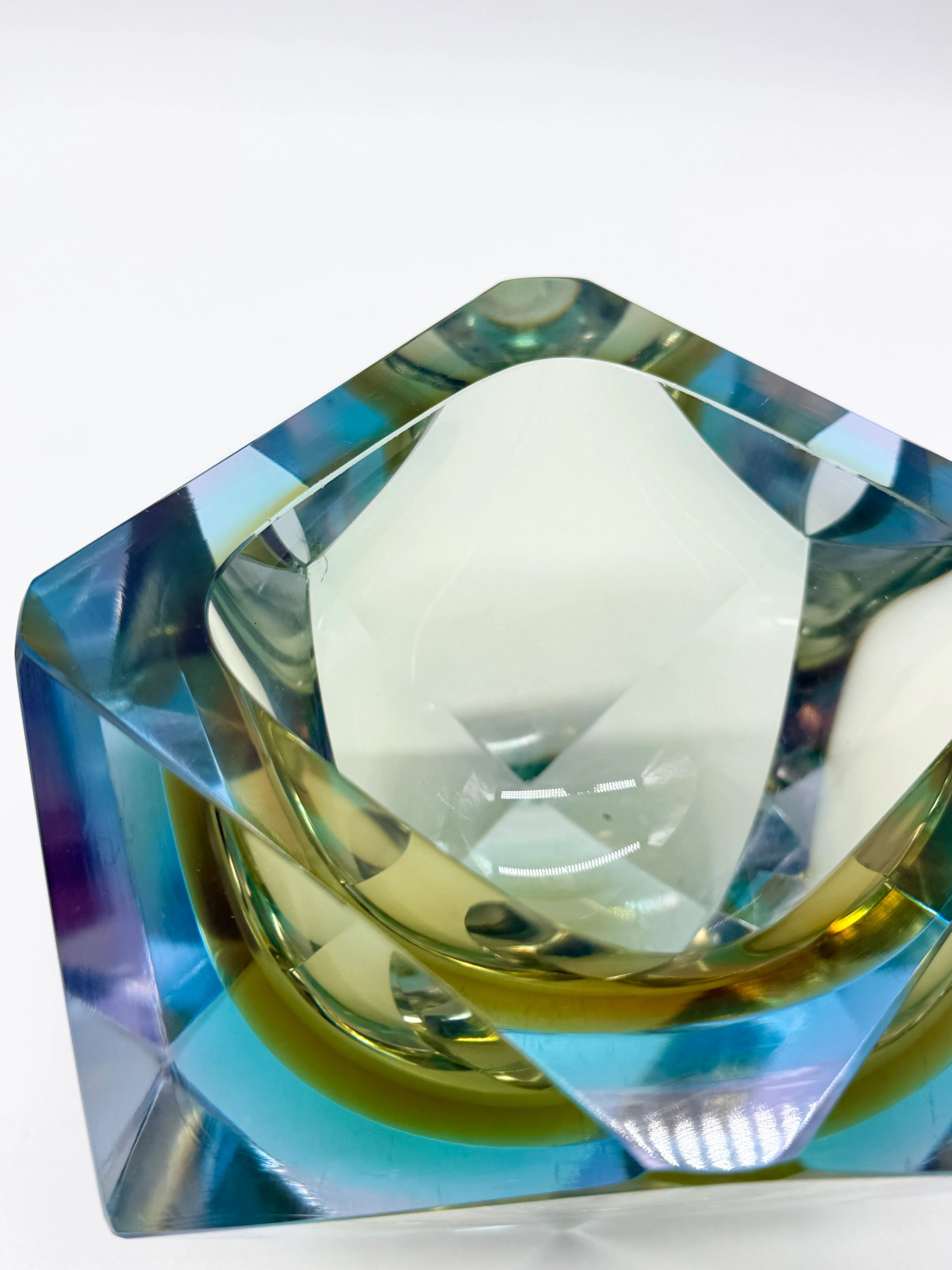 Large "Sommerso" ashtray in Murano glass, 1970s