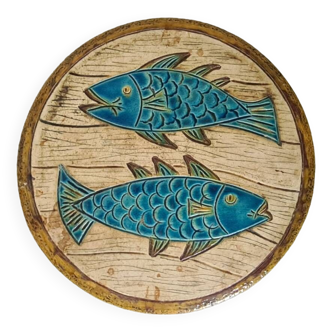 decorative trivet signed M. Perret Saint Paul de Vence / 50s / French ceramics / artisanal work / France / 20th century