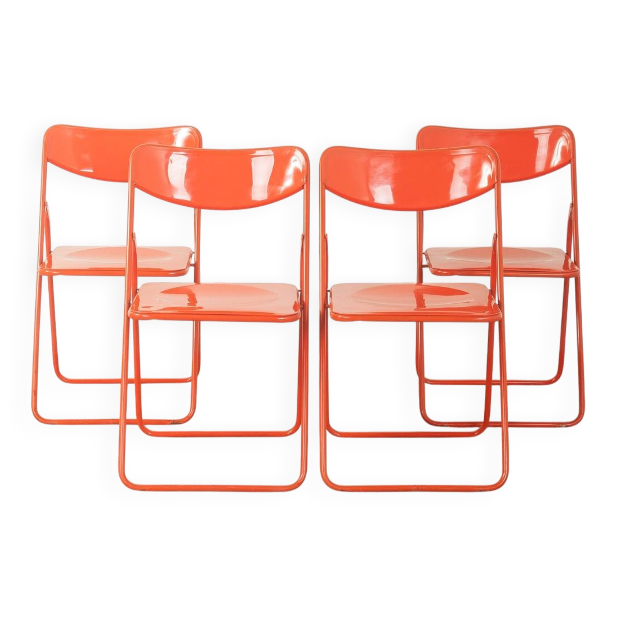 Timeless TED folding chairs by Niels Gammelgaard for IKEA from the 1970s in red (set of 4)