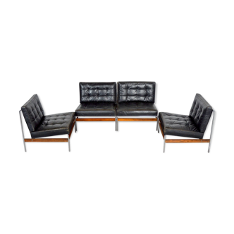 Suite of 4 low chairs or sofa 1950 vintage