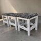 Set of 3 antique solid wood stools restored