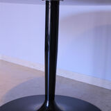 Round table in mirrored black glass, Italia1980s signed Calligaris