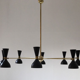 Brass and black painted metal chandelier