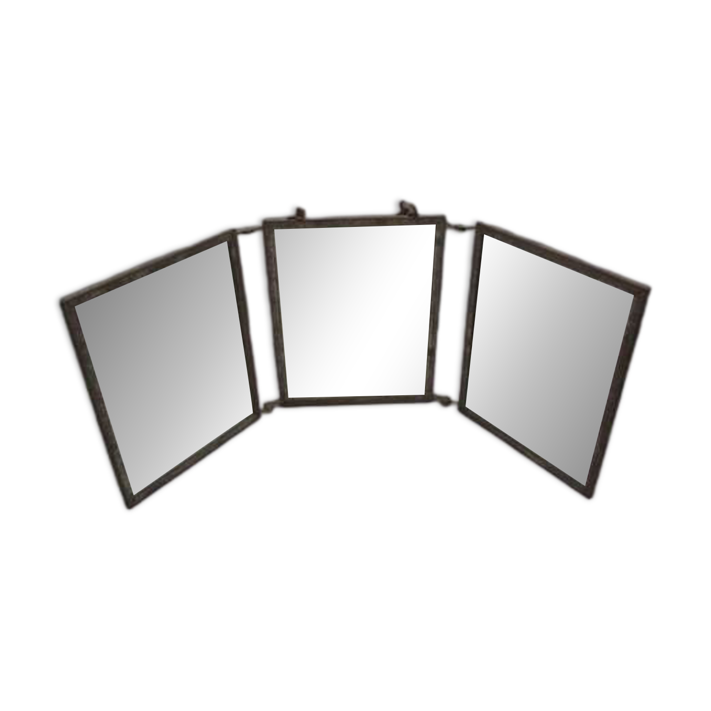 Small antique triptych barber mirror