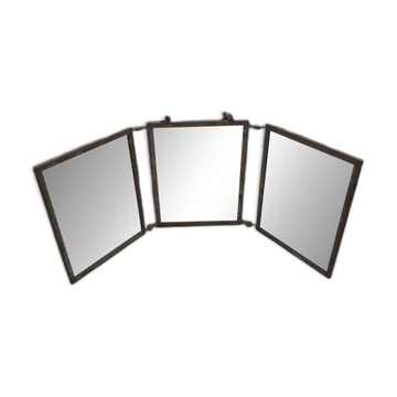 Miroir de barbier triptyque ancien