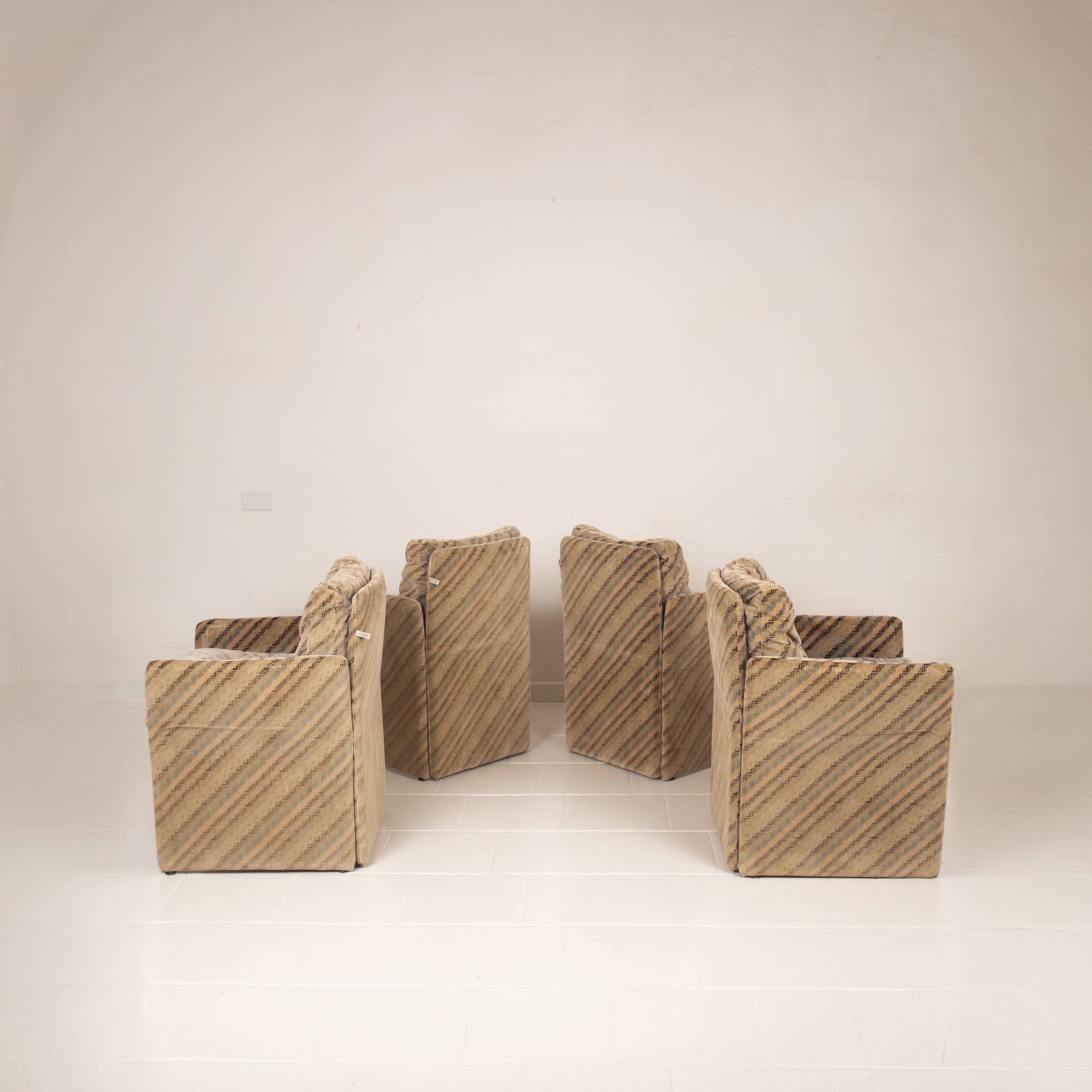 Ensemble de 4 fauteuils Salpol par Angelo Mazzola en collaboration avec Missoni