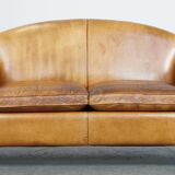 Sheep leather spacious 2-seater Art Deco design sofa from Bart van Bekhoven