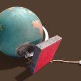 Vintage illuminated glass globe world map - 1940s