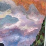 Tableau ancien peinture abstraite paysage