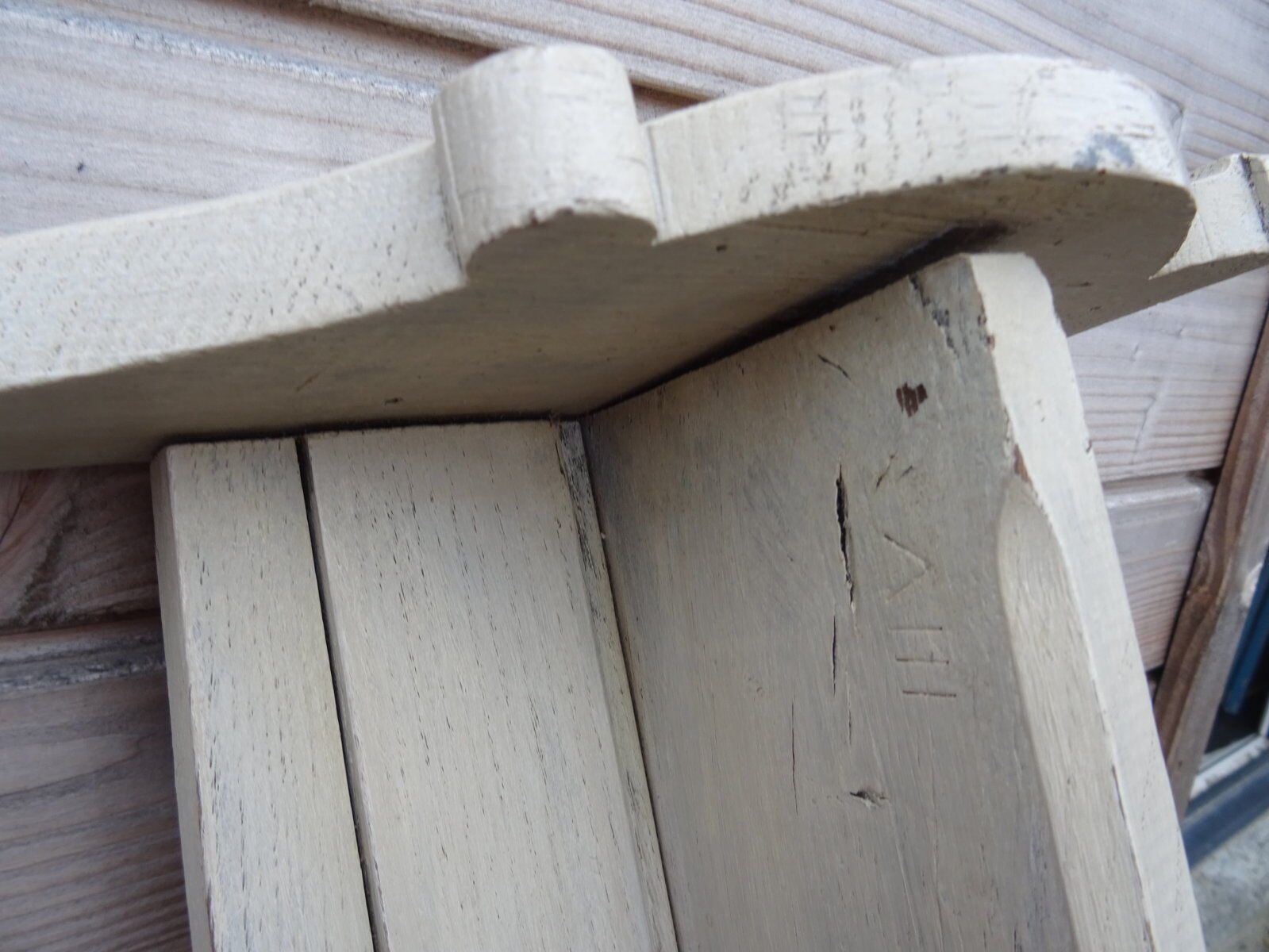 Shabby chic wall shelf in solid oak