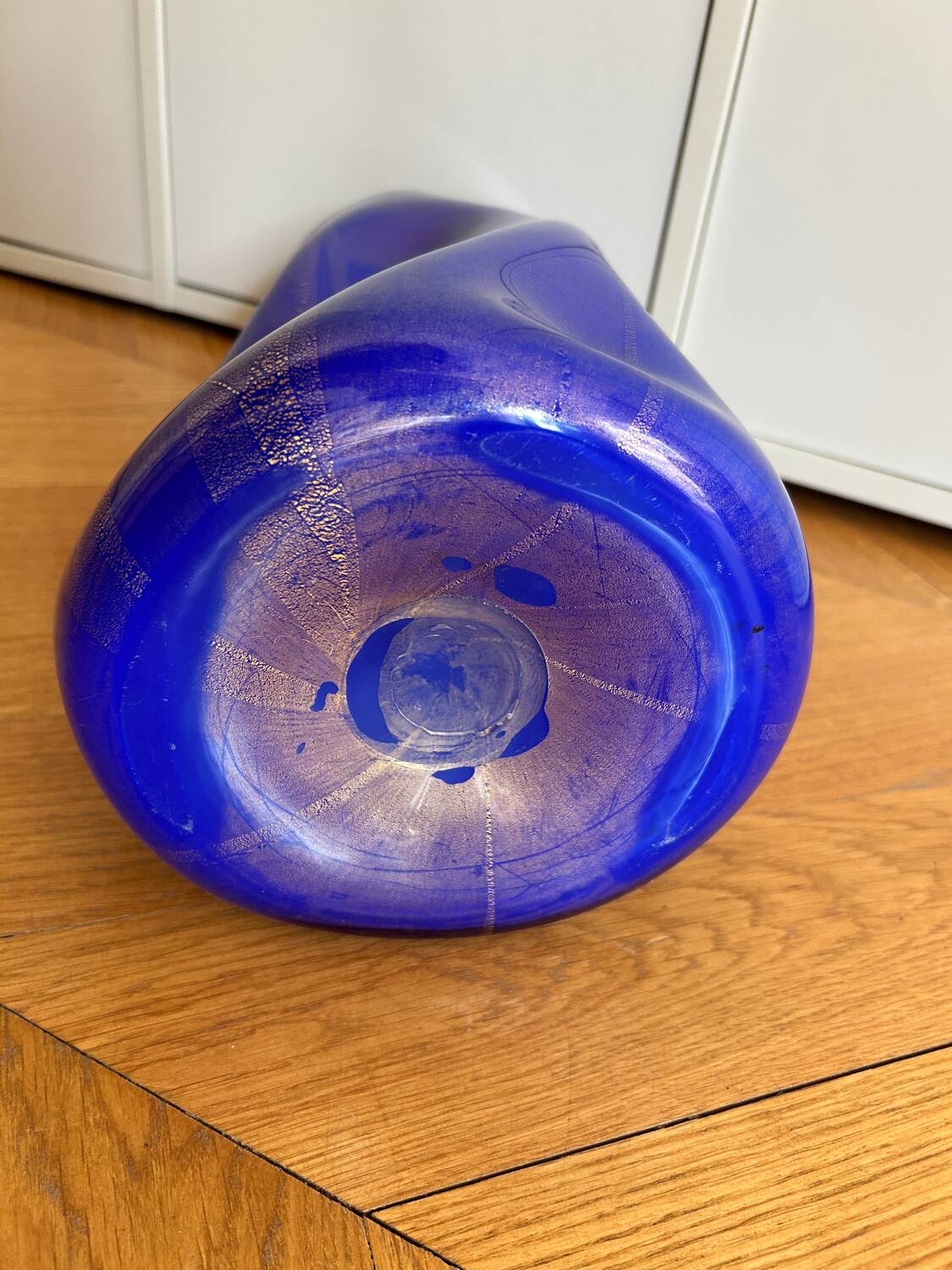 Blue/Gold Murano XL Vase 40cm height