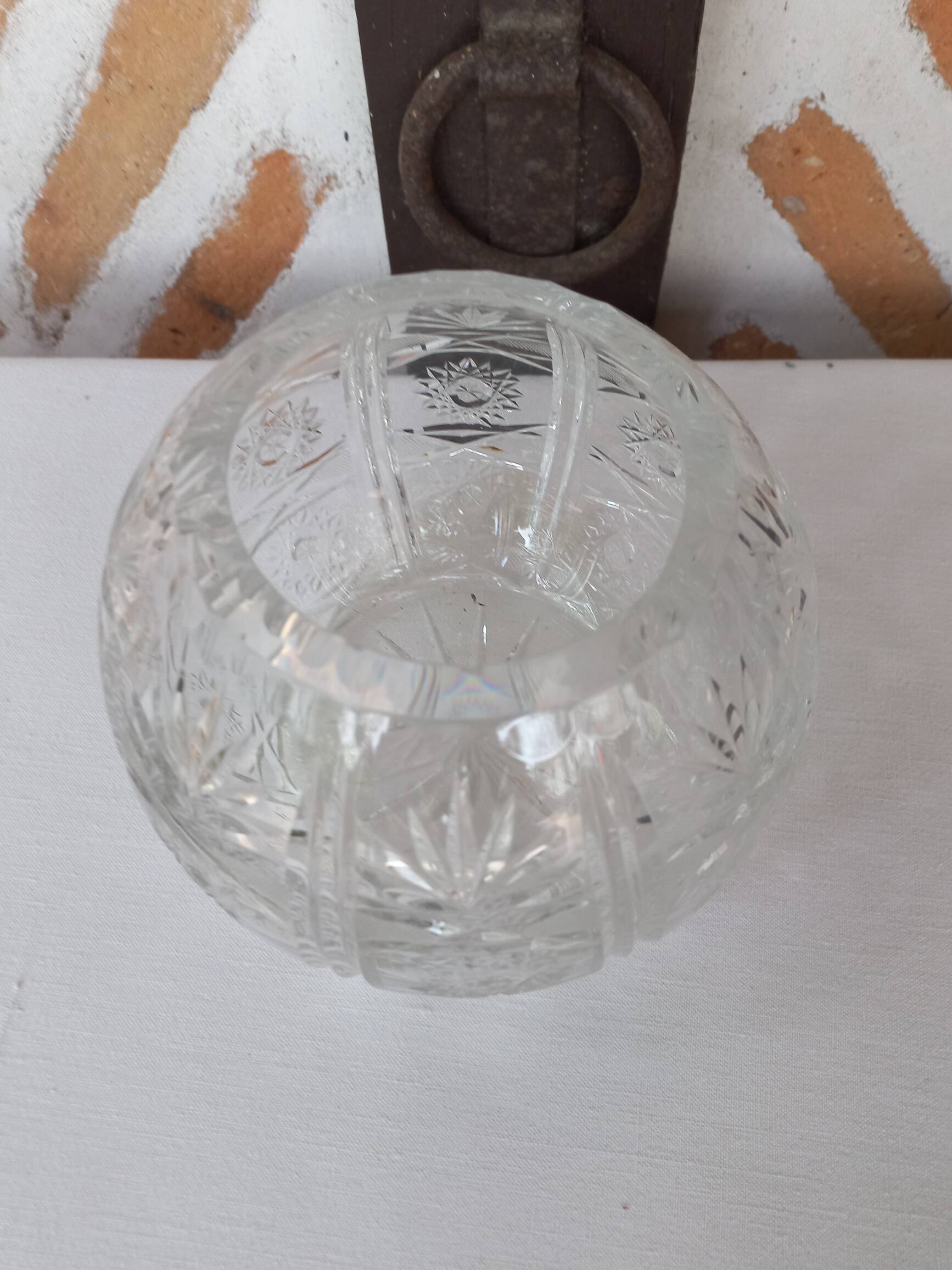 Chiseled glass ball vase
