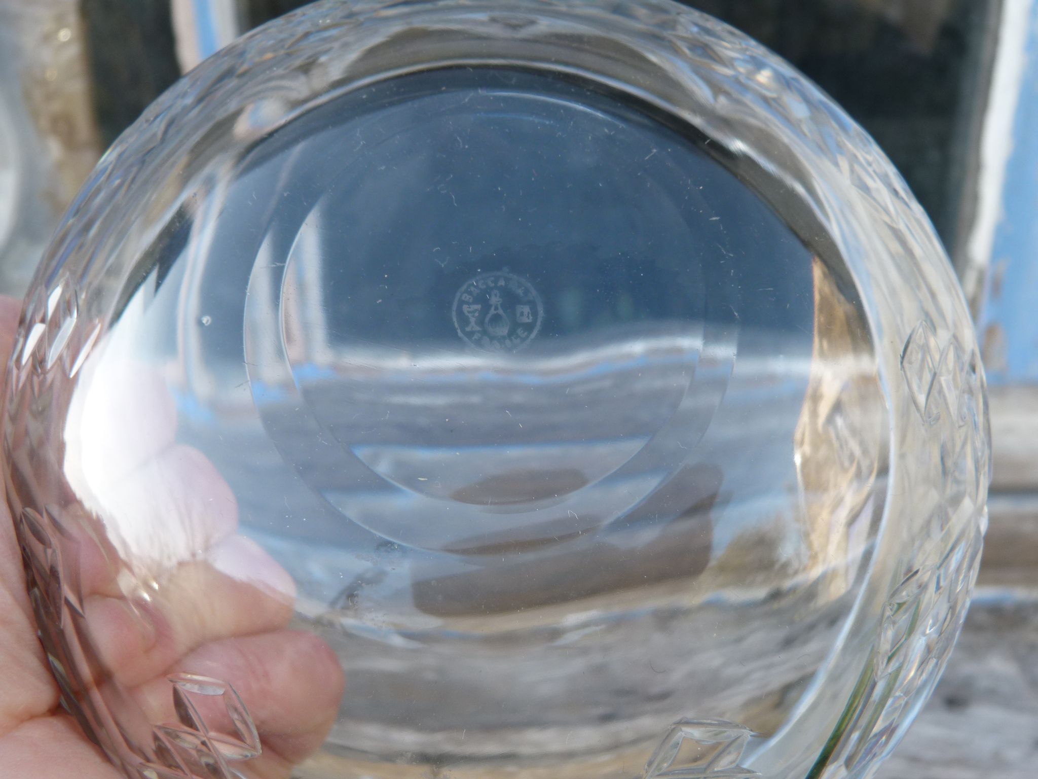 Salad bowl cut old crystal Baccarat signed