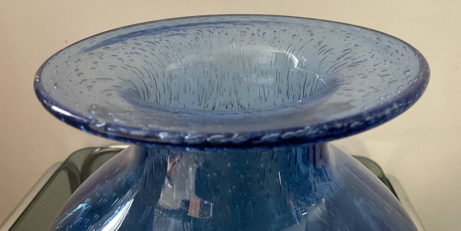 Vase vintage en verre bullé