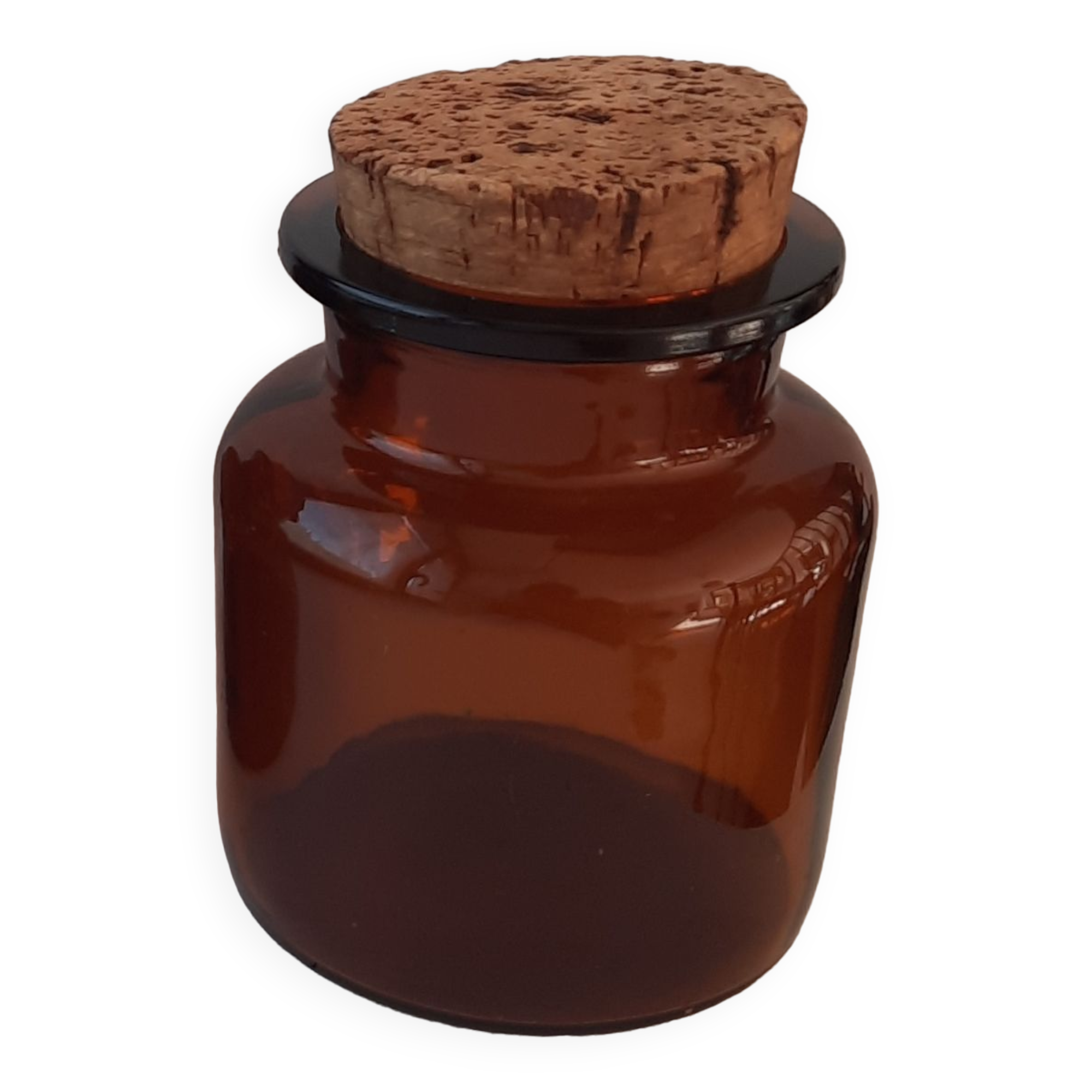 Old amber glass jar