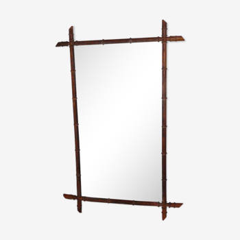 Ancien miroir bambou 147 x 94cm