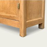 Parisian glass cabinet in solid raw oak, 1950