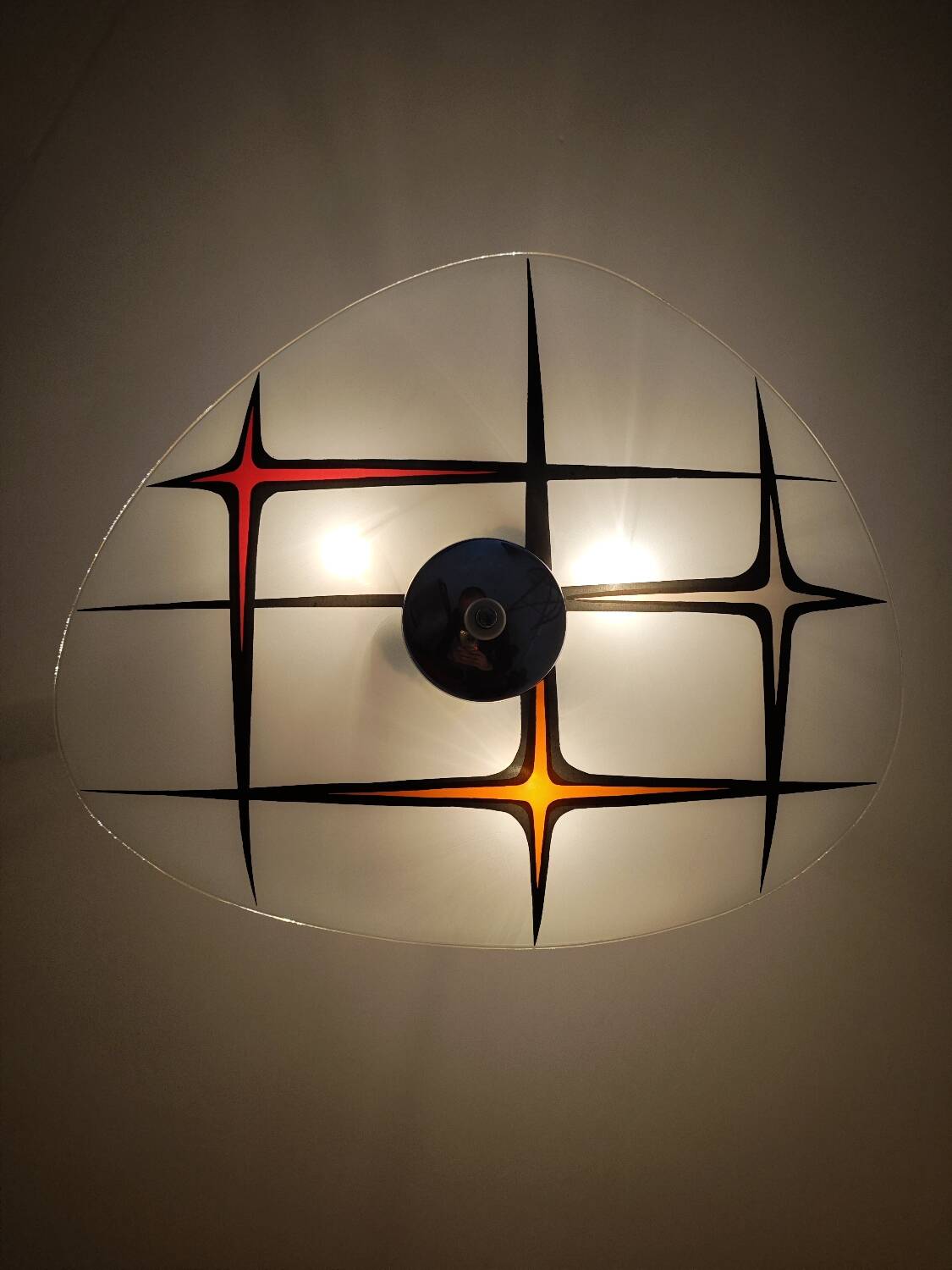 Modernist Czechoslovakian Zukov pendant light, geometric pattern, 1960