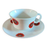 Vintage 70s cup and saucer in fine porcelain