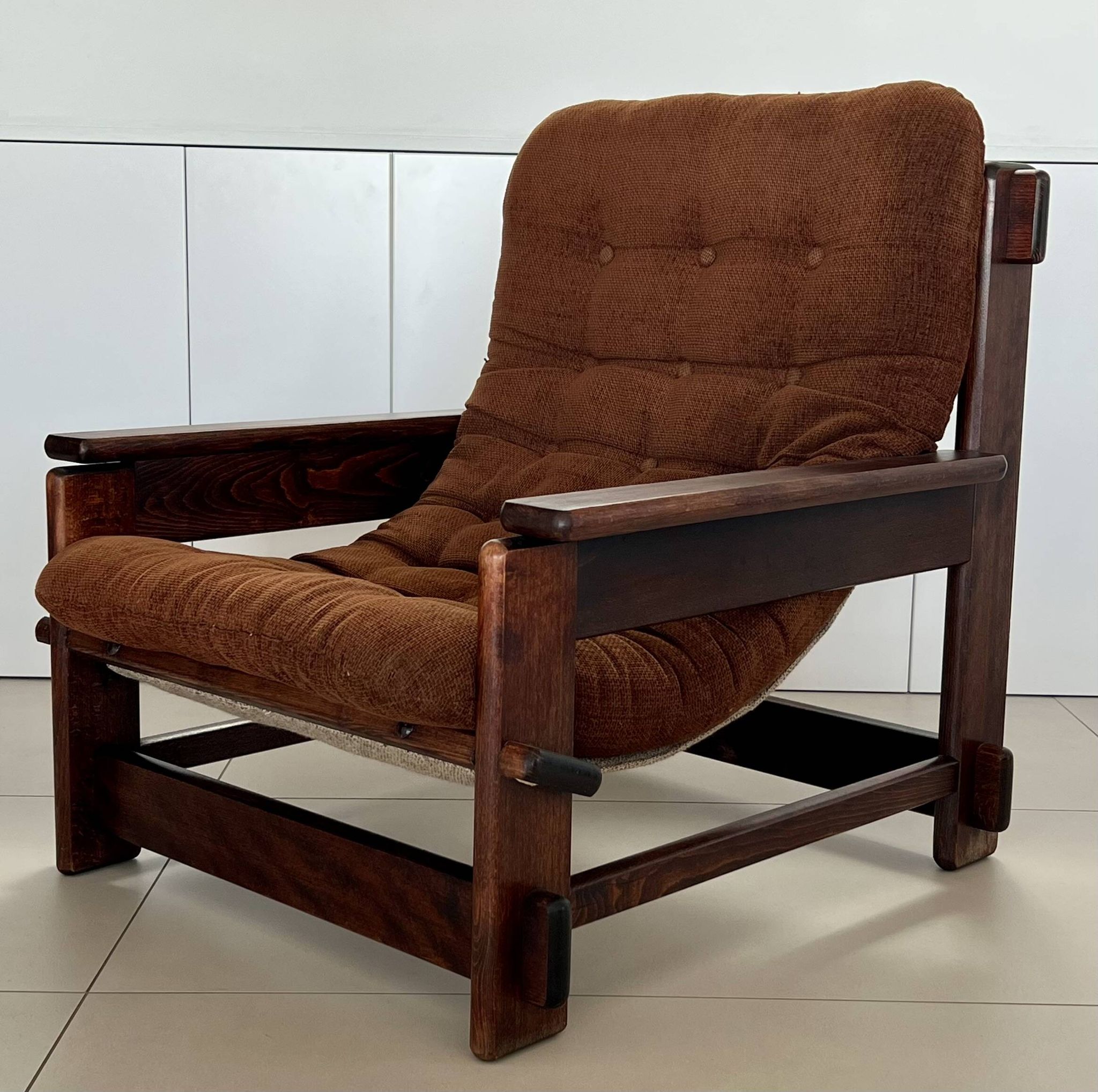 Scandinavian oak armchair and ottoman, 1960s