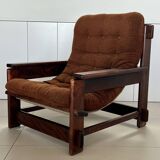 Scandinavian oak armchair and ottoman, 1960s