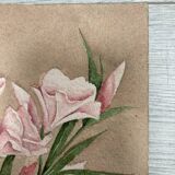 Signed watercolor with oleander flowers