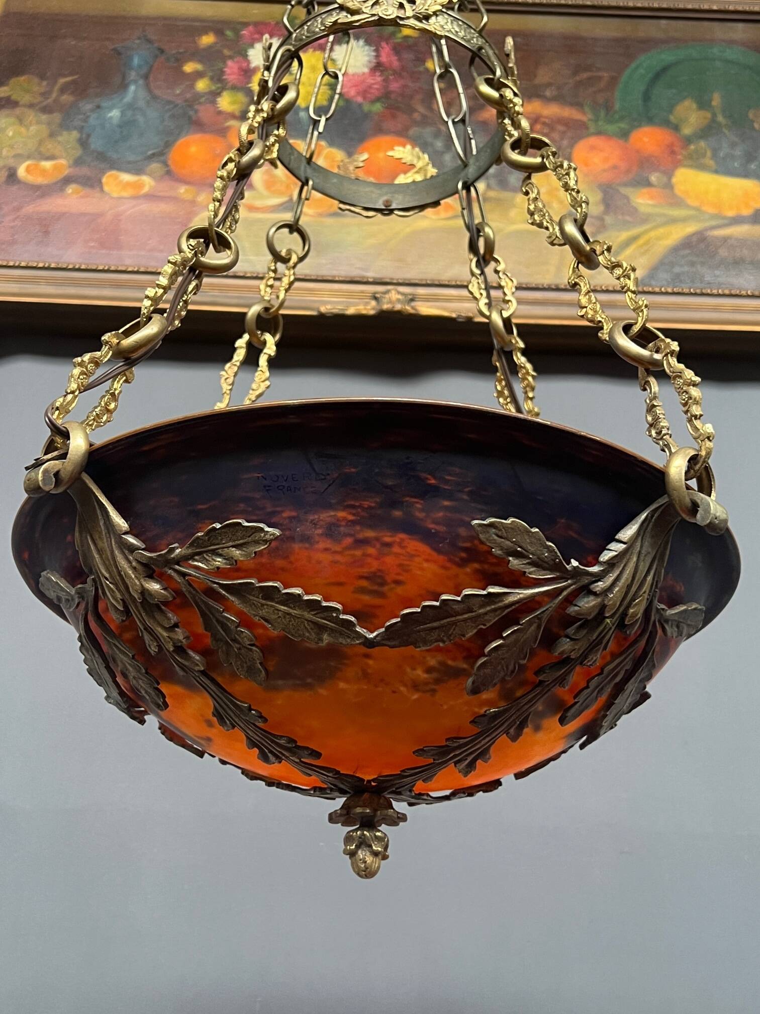 Magnificent Art Deco chandelier signed "Noverdy France".