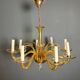 Orange Murano crystal chandelier with 8 light arms. Italian work. Circa 1970.