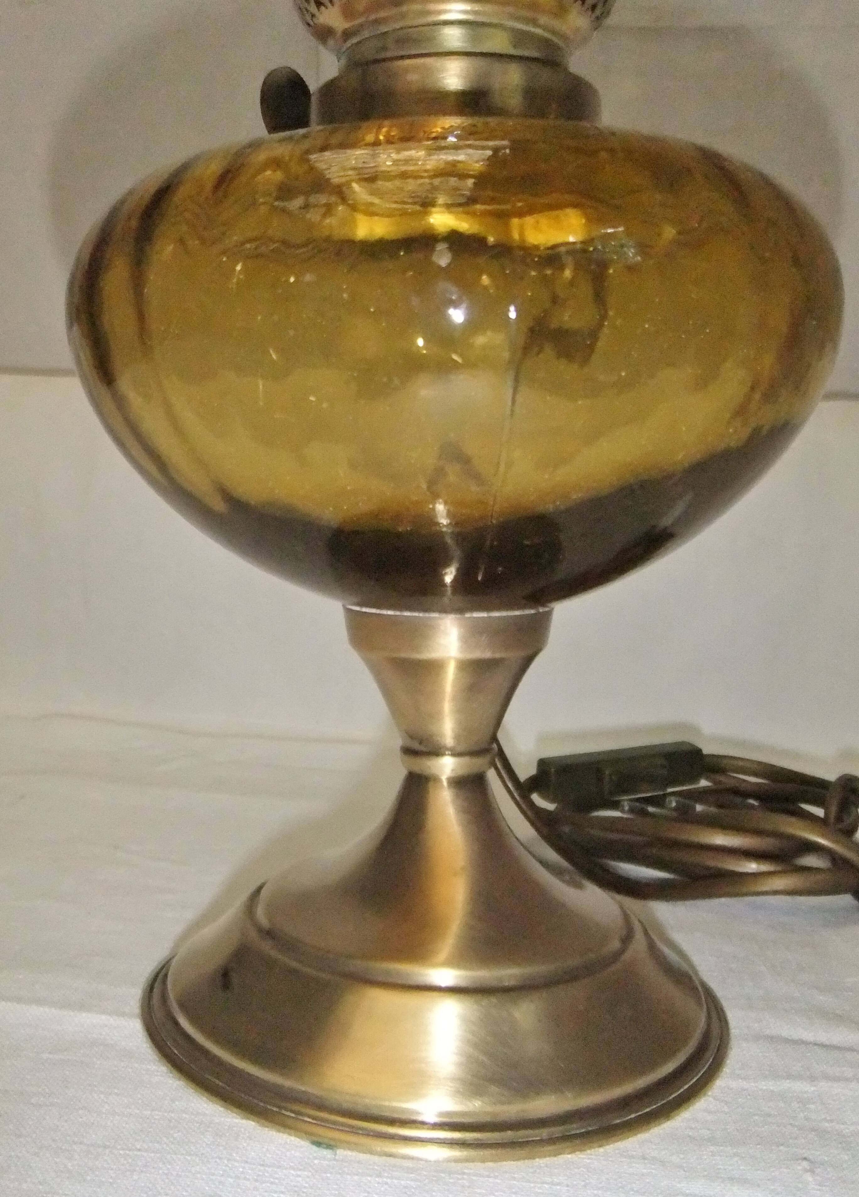 old table or bedside lamp electrified kerosene lamp