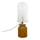 Lampe en grès vintage brun caramel - 1980 - Abat-jour en ruban beige