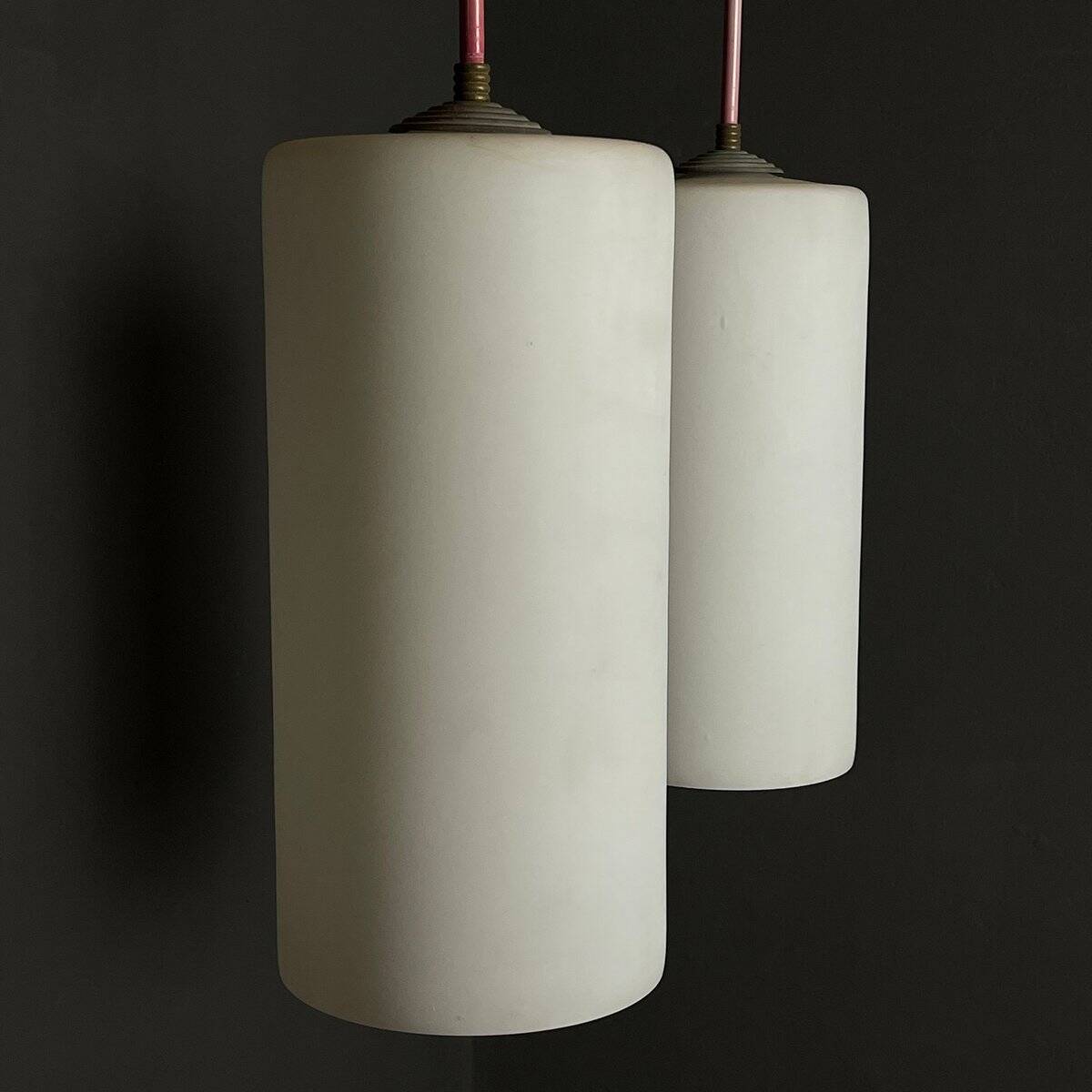 Italian opaline glass pendant light from the mid-century, 1960s, set of 2.