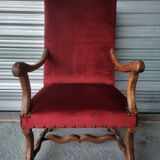 Authentic large antique armchair in the Louis XIII style "sheep's bone"