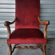 Authentic large antique armchair in the Louis XIII style "sheep's bone"