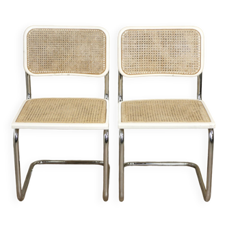 Pair of white Cesca B32s, Italy, 1970s