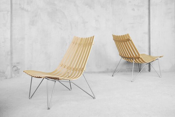 A Pair Of Norwegian Scandia Easy Chairs By Hans Brattrud For Fjordfiesta, 1957