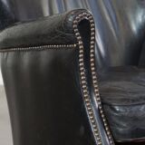 Fauteuil en cuir de vachette noir