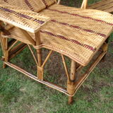 Vintage rattan chaise longue 1950