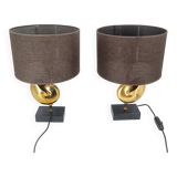Vintage Brass Nautilus Shell Table Lamps 1970's - France  - set of 2